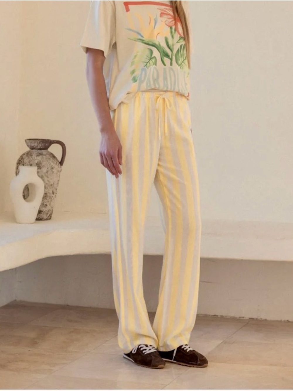 Cali 1850 summer linen blend pants. Striped. - Picture 6 of 6